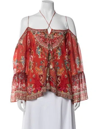 Pre-owned Camilla Silk Floral Print Blouse In Red