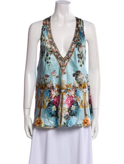Pre-owned Camilla Silk Floral Print Blouse W/ Tags In Multi