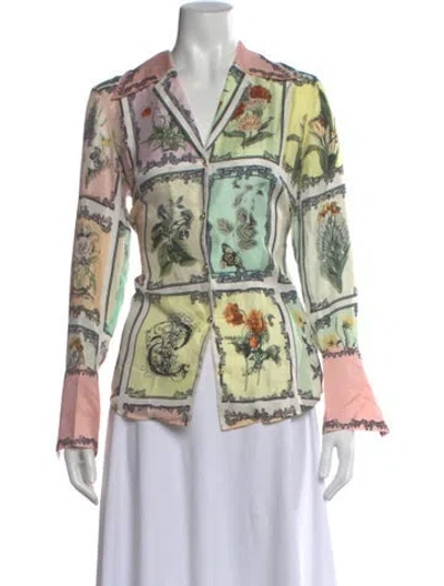 Pre-owned Camilla Silk Floral Print Blouse W/ Tags In Multi