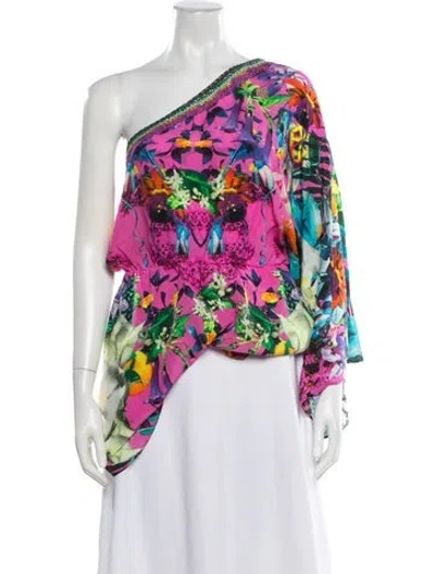 Pre-owned Camilla Silk Floral Print Blouse W/ Tags In Multi