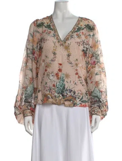 Pre-owned Camilla Silk Floral Print Blouse W/ Tags In Neutral