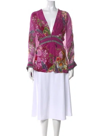 Pre-owned Camilla Silk Floral Print Blouse W/ Tags In Purple