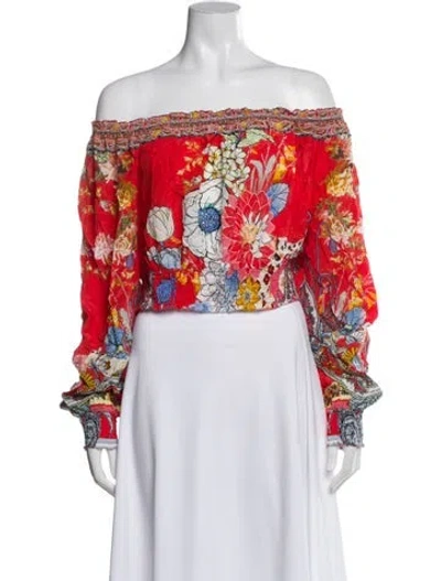 Pre-owned Camilla Silk Floral Print Blouse W/ Tags In Red