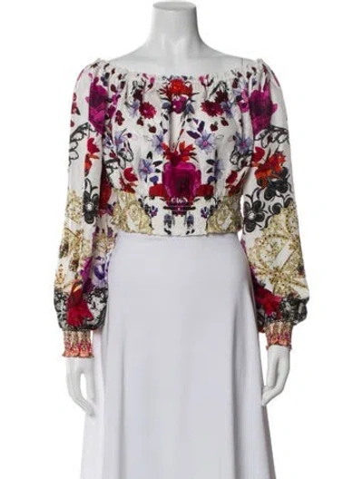 Pre-owned Camilla Silk Floral Print Blouse In White