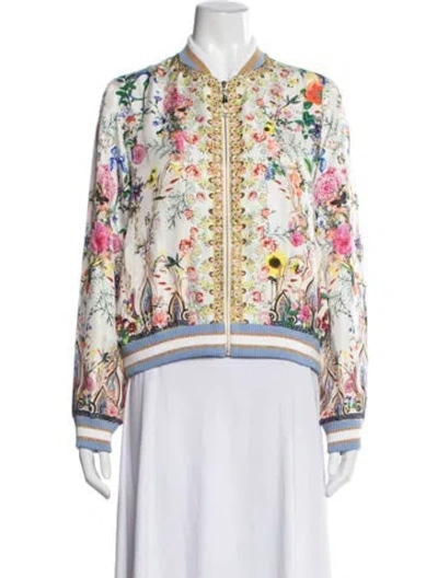 Pre-owned Camilla Silk Floral Print Bomber Jacket In Multicolor