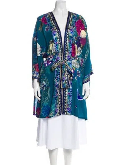 Pre-owned Camilla Silk Floral Print Evening Jacket In Blue