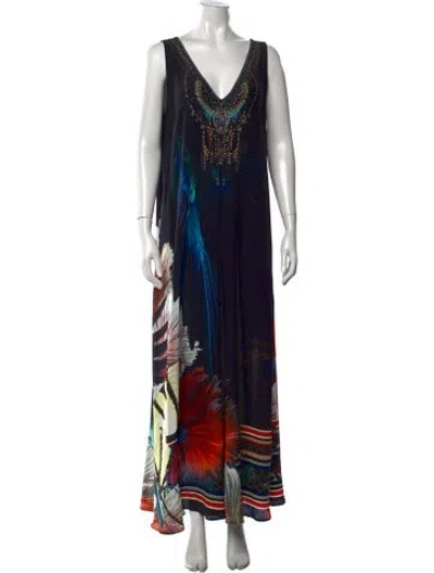 Pre-owned Camilla Silk Floral Print Jumpsuit In Black