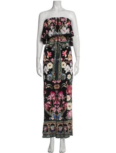 Pre-owned Camilla Silk Floral Print Jumpsuit In Black