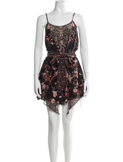 Pre-owned Camilla Silk Floral Print Jumpsuit In Black