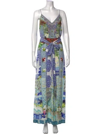 Pre-owned Camilla Silk Floral Print Jumpsuit In Blue