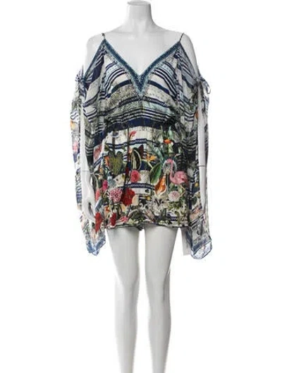 Pre-owned Camilla Silk Floral Print Jumpsuit In Blue