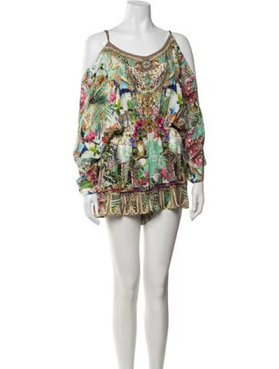 Pre-owned Camilla Silk Floral Print Jumpsuit In Neutrals