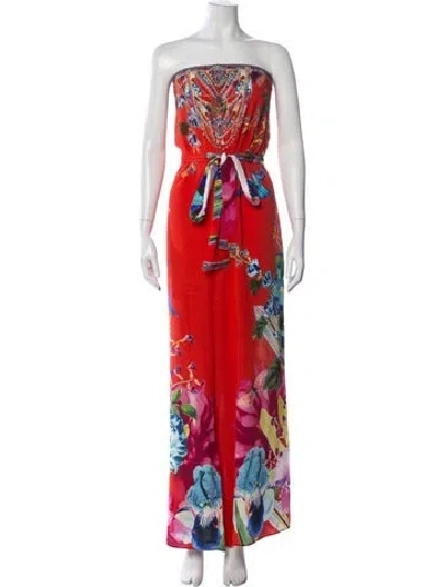Pre-owned Camilla Silk Floral Print Jumpsuit In Orange