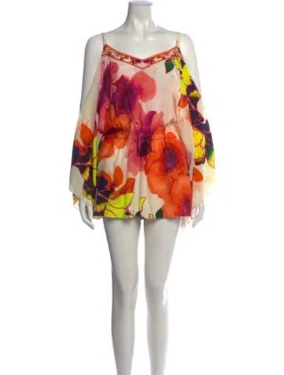 Pre-owned Camilla Silk Floral Print Jumpsuit In Orange