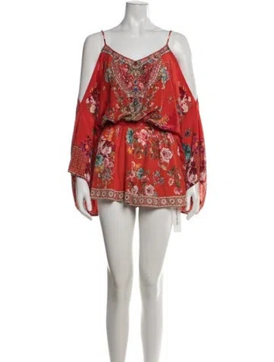 Pre-owned Camilla Silk Floral Print Jumpsuit In Red