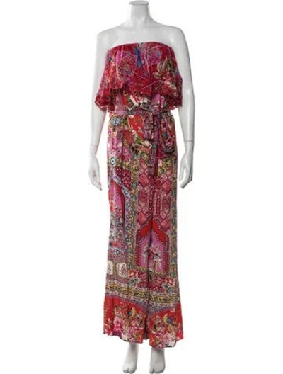 Pre-owned Camilla Silk Floral Print Jumpsuit W/ Tags In Red