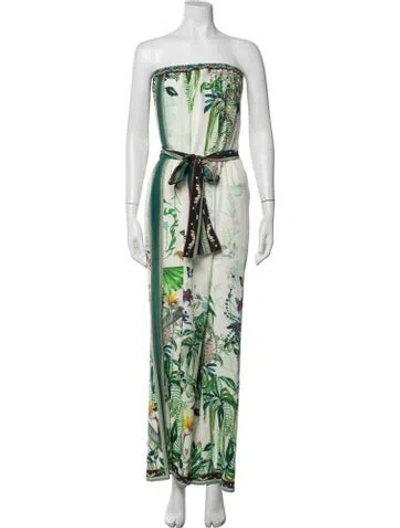Pre-owned Camilla Silk Floral Print Jumpsuit In White