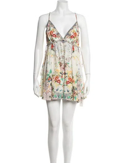 Pre-owned Camilla Silk Floral Print Jumpsuit In White