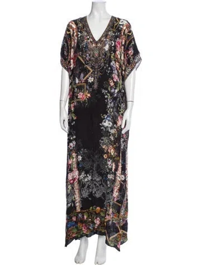 Pre-owned Camilla Silk Floral Print Nightgown In Black