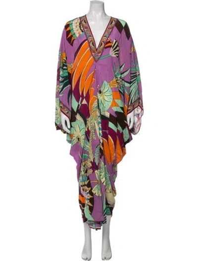 Pre-owned Camilla Silk Floral Print Nightgown W/ Tags In Purple