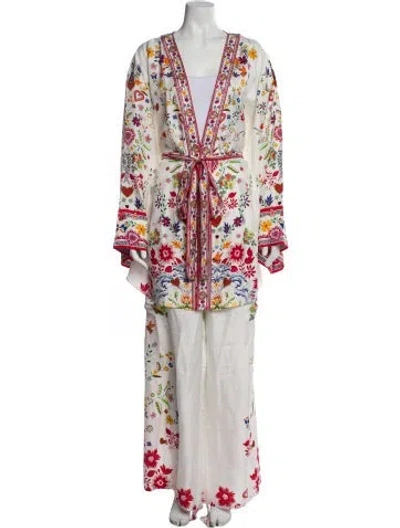 Pre-owned Camilla Silk Floral Print Pantsuit In White