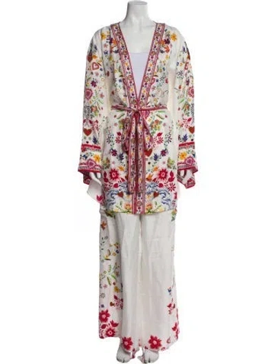 Pre-owned Camilla Silk Floral Print Pantsuit In White