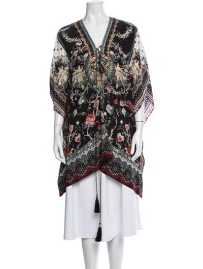 Pre-owned Camilla Silk Floral Print Robe In Black