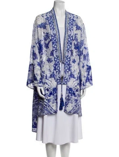 Pre-owned Camilla Silk Floral Print Robe In Blue