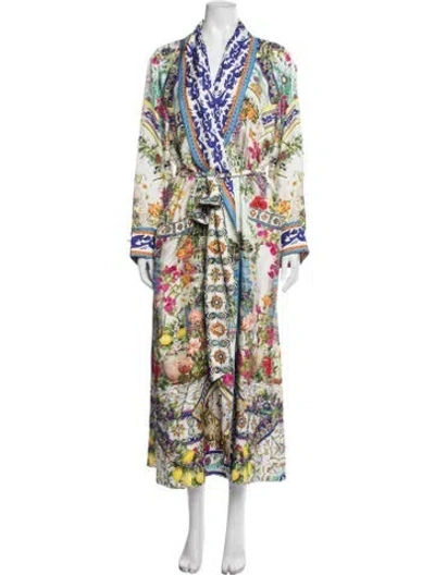 Pre-owned Camilla Silk Floral Print Robe In Blue