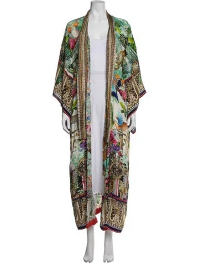 Pre-owned Camilla Silk Floral Print Robe In Green
