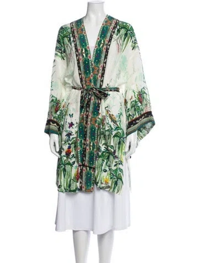 Pre-owned Camilla Silk Floral Print Robe In Green
