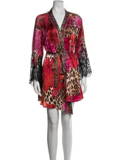 Pre-owned Camilla Silk Floral Print Robe In Neutrals