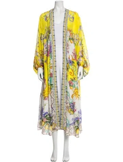 Pre-owned Camilla Silk Floral Print Robe W/ Tags In Yellow