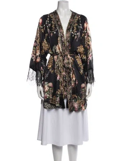 Pre-owned Camilla Silk Floral Print Robe In Yellow