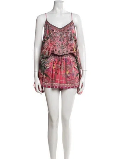 Pre-owned Camilla Silk Floral Print Romper In Multi