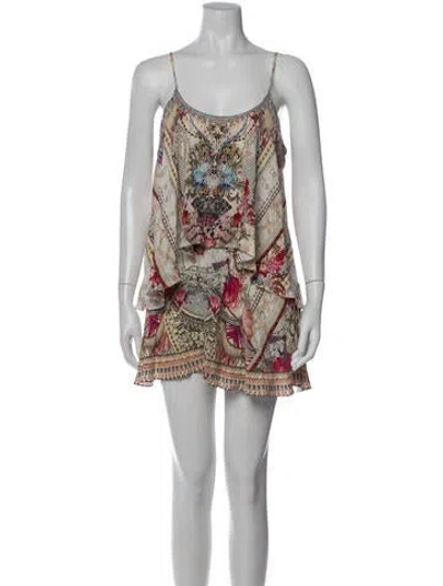 Pre-owned Camilla Silk Floral Print Romper In Multi