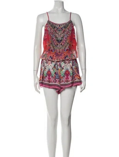 Pre-owned Camilla Silk Floral Print Romper In Multi