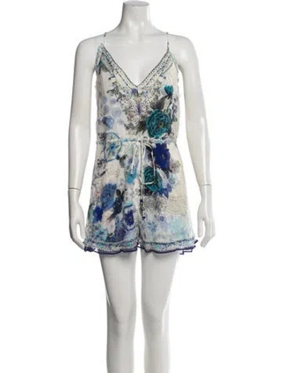 Pre-owned Camilla Silk Floral Print Romper In Multicolor