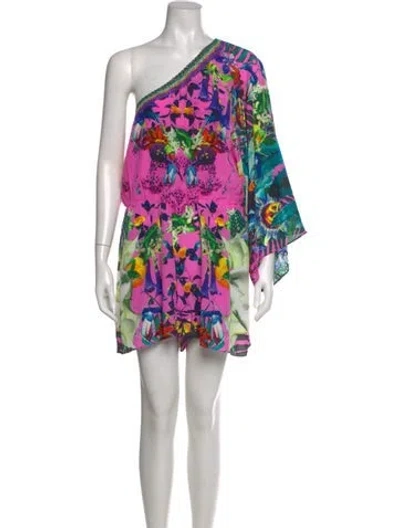 Pre-owned Camilla Silk Floral Print Romper In Pink