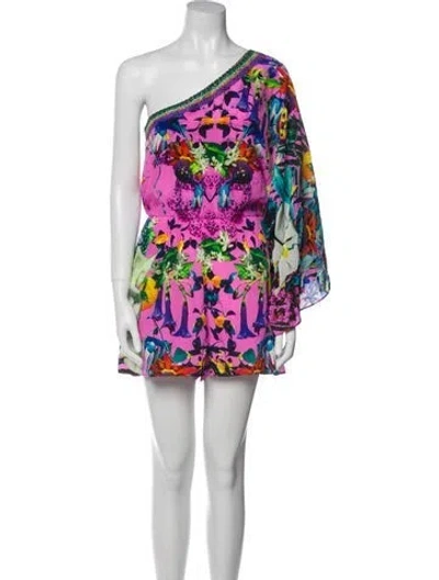 Pre-owned Camilla Silk Floral Print Romper In Pink
