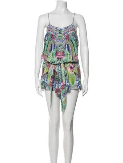 Pre-owned Camilla Silk Floral Print Romper W/ Tags In Blue