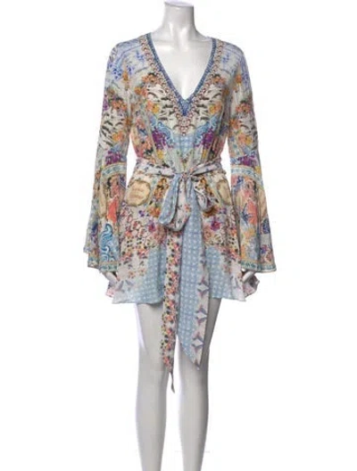 Pre-owned Camilla Silk Floral Print Romper In White