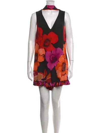 Pre-owned Camilla Silk Floral Print Romper In White