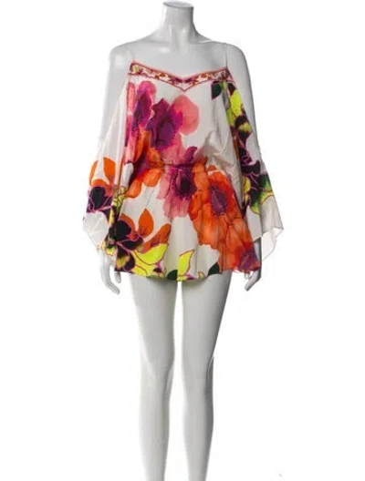 Pre-owned Camilla Silk Floral Print Romper In Yellow