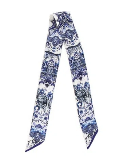 Pre-owned Camilla Silk Floral Print Scarf In Blue