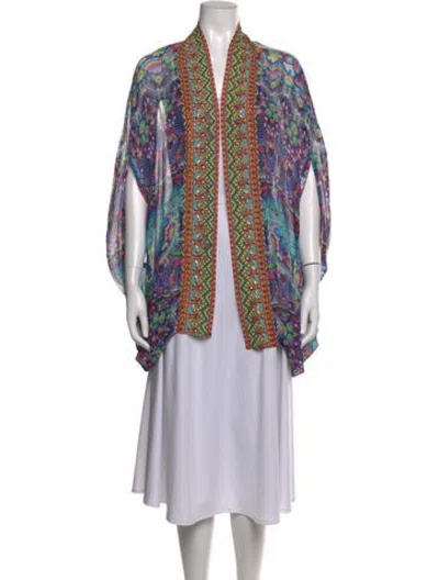 Pre-owned Camilla Silk Floral Print Sweater In Blue