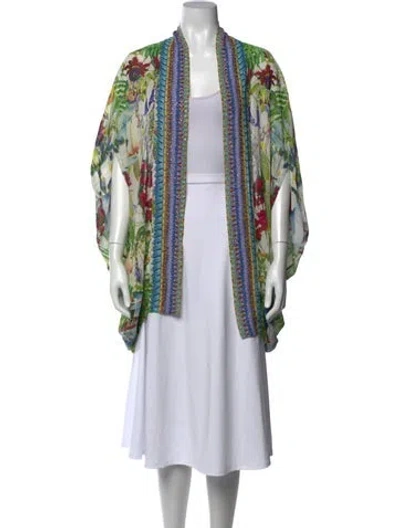 Pre-owned Camilla Silk Floral Print Sweater In Green