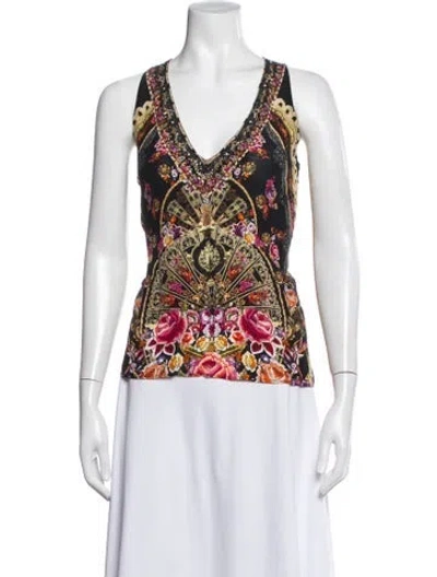 Pre-owned Camilla Silk Floral Print Top In Blue