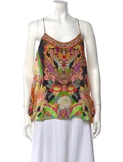 Pre-owned Camilla Silk Floral Print Top In Blue
