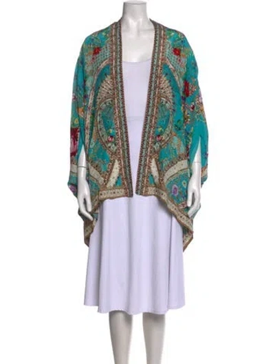Pre-owned Camilla Silk Floral Print Top In Blue